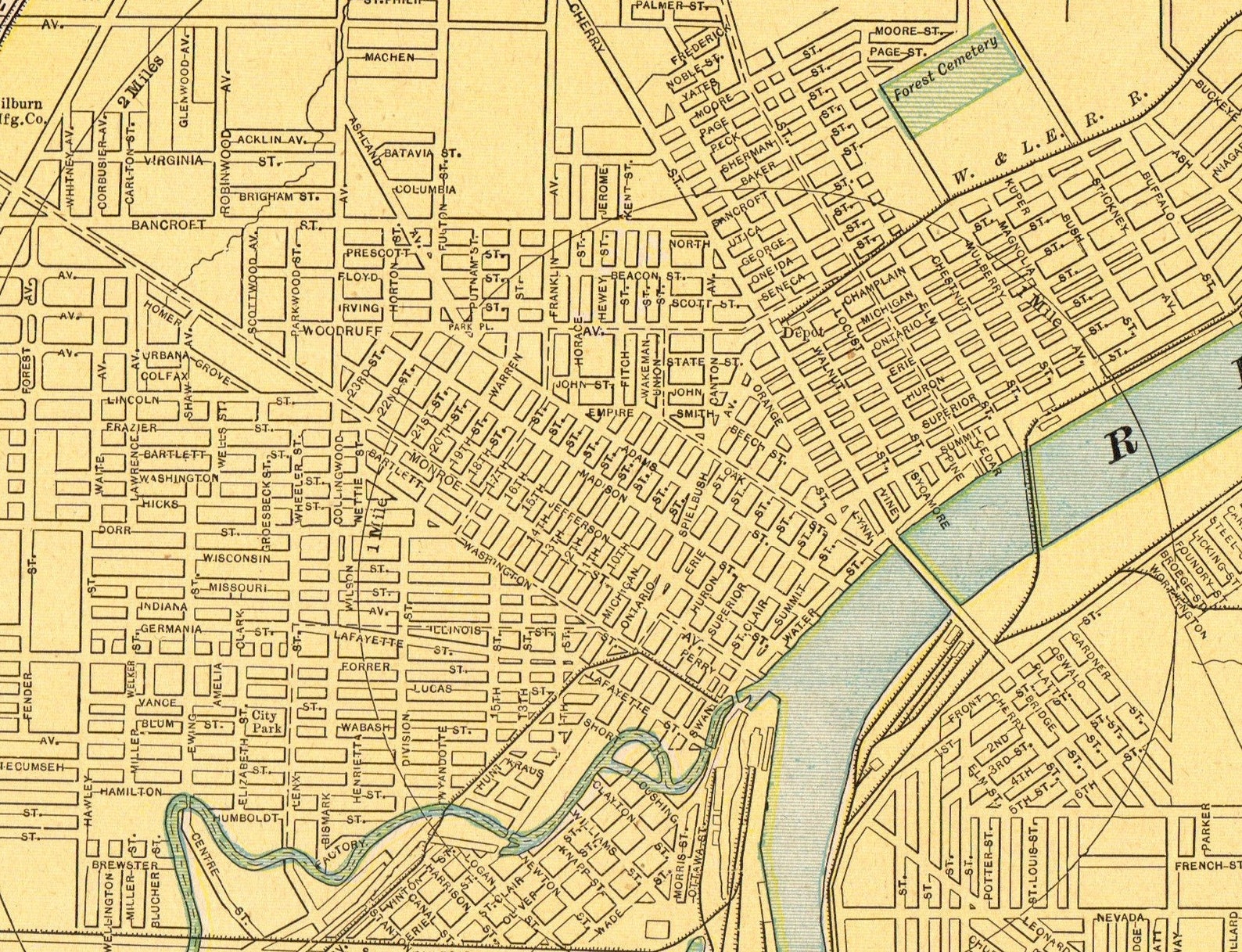 1894 Antique TOLEDO Street Map of Toledo Ohio City Map Etsy