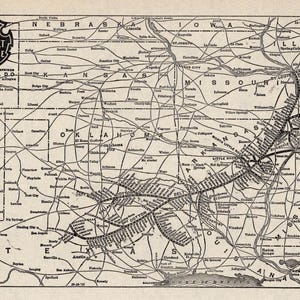 Carte du système de chemin de fer de la ceinture en coton antique de 1911, carte du chemin de fer du sud-ouest de St Louis, cadeau d'anniversaire pour papa 3122