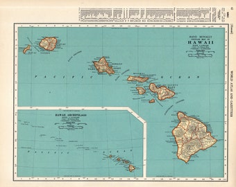 1937 Antique HAWAII State Map Vintage Map of Hawaii Gallery Wall Art Hawaiiana Anniversary Gift for Birthday Wedding Graduation 2105