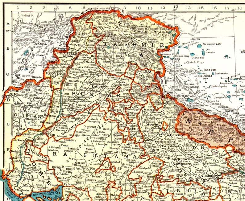 1939 Antique Map of INDIA Vintage India Map Library Decor Gift Etsy