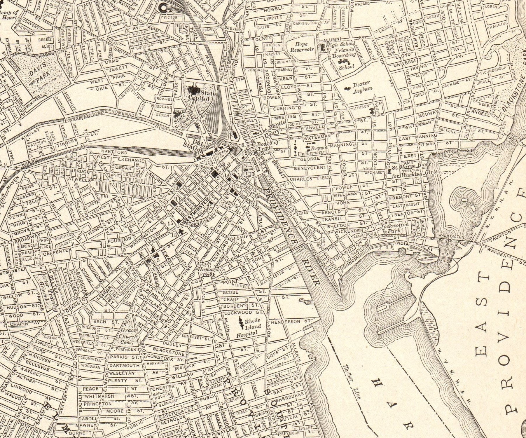 1925 Antique PROVIDENCE Rhode Island Street Map of Providence Etsy