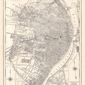 1924 Antique St Louis Street Map Vintage City Map of St Louis Missouri Black and White Gallery Wall Decor Gift for Wedding  Birthday 3675