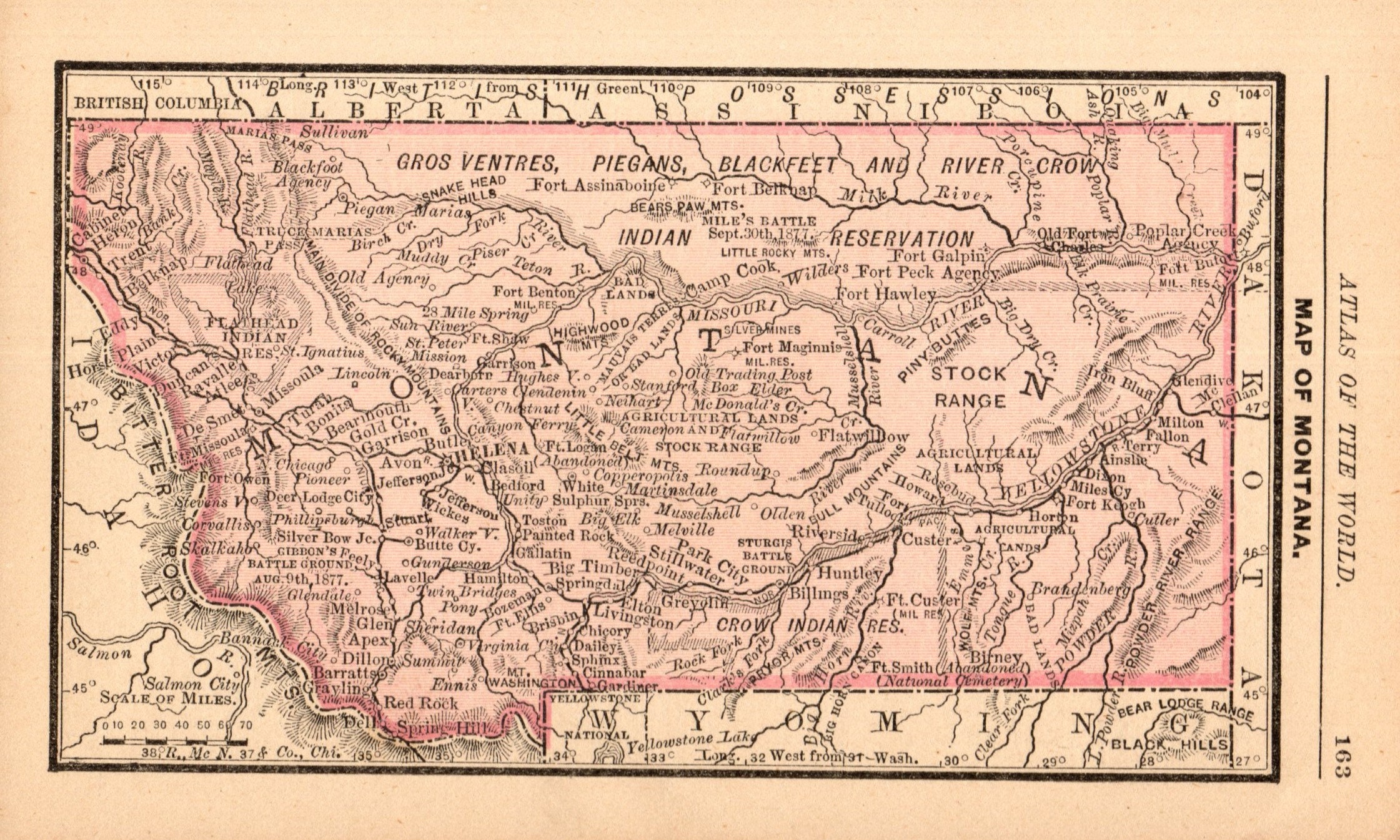1888 Antique MONTANA State Map Vintage Miniature Map of Etsy