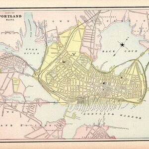 Portland Maine Street Map 1886 Antique Portland Maine Street Map George Cram City Map Of | Etsy Canada