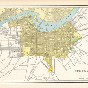 Vintage Map of Louisville Kentucky (1873) Recessed Framed Print by  BravuraMedia
