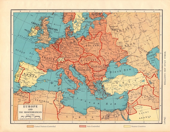 1943 Antique Wartime EUROPE Map Vintage Map Of Europe The Etsy 1943-antique-wartime-europe-map-vintage-map-of-europe-the-etsy