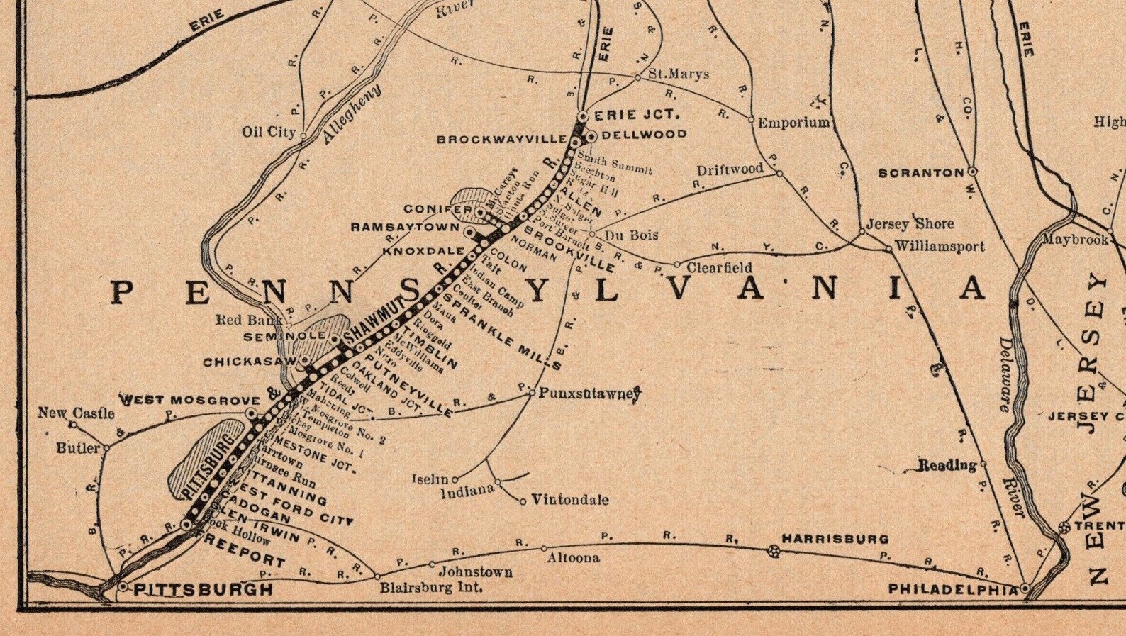 1918 Antique Pittsburgh and Shawmut Railroad Map Pittsburg Etsy