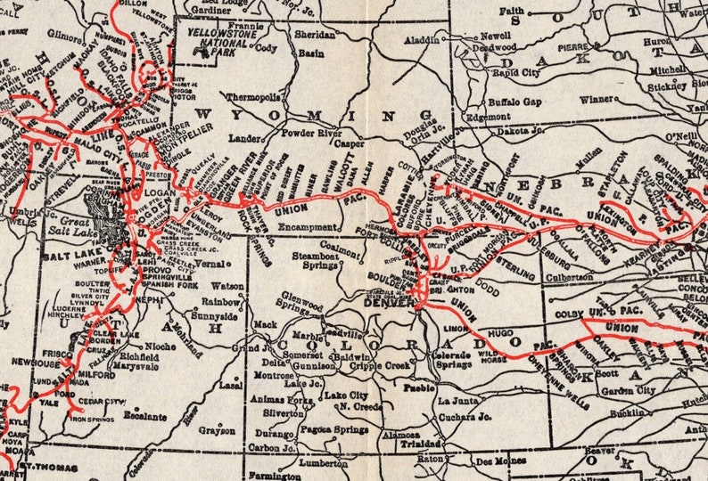 1928 Antique Union Pacific Railroad System Map Union Pacific | Etsy