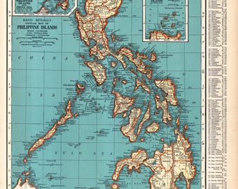 1938年製アンティーク フィリピン諸島地図 ヴィンテージ フィリピン地図 ギャラリー ウォールデコレーション 卒業祝い 結婚記念日 誕生日プレゼント 3938