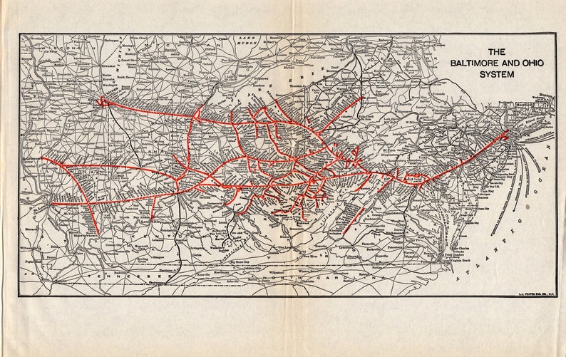 1926 Antique BALTIMORE and OHIO Railroad Map Vintage B and O Railway Map Birthday Gift for Dad Anniversary 2381 image 5