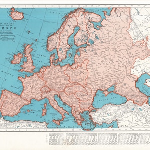 1944 antieke kaart galerij van Europa muur decor vintage jaren 1940 Atlas kaart van Europa verjaardagscadeau voor historicus verjaardag bruiloft 3010