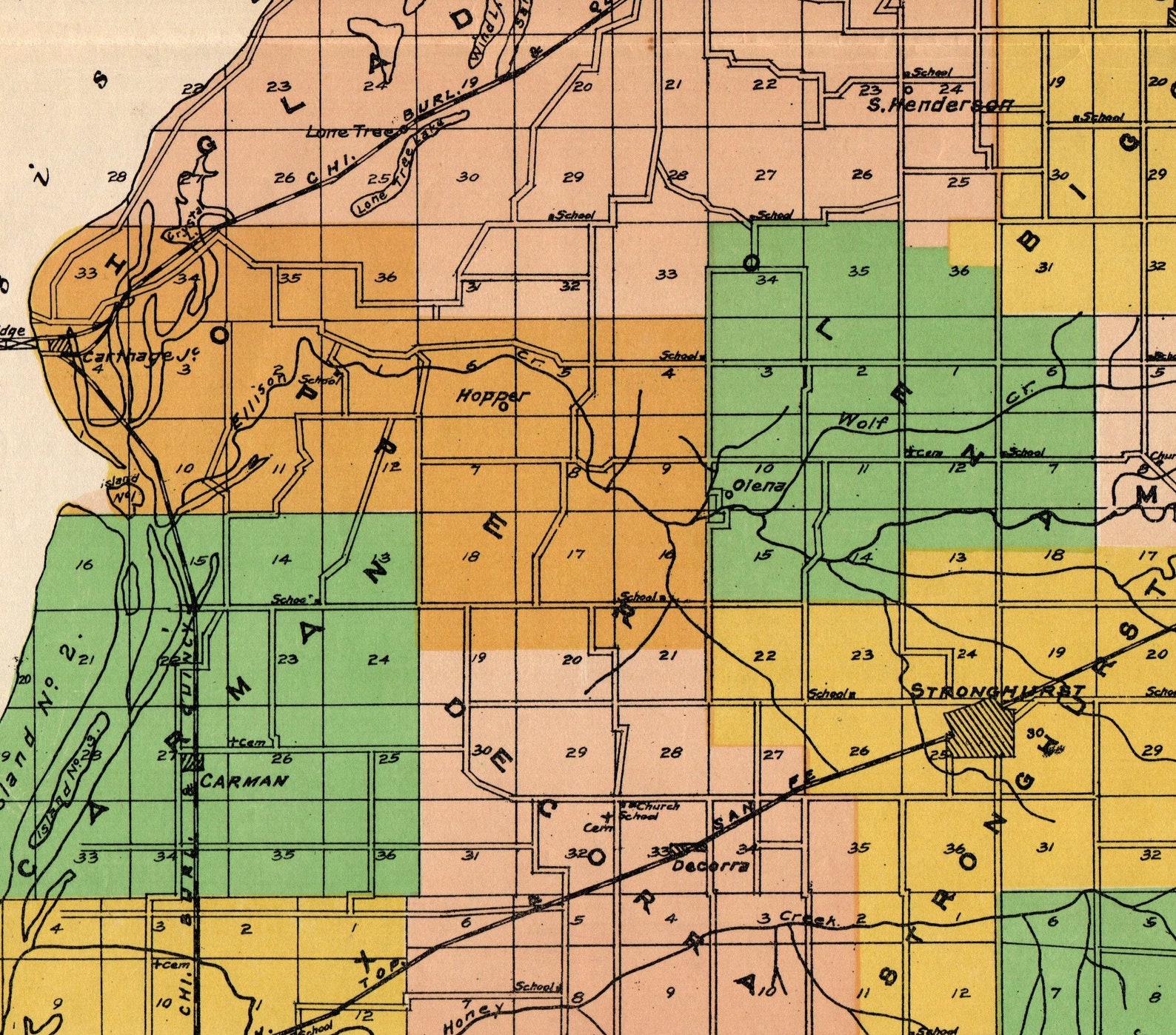 1909 Antique Henderson County Illinois Map Terre Haute Etsy