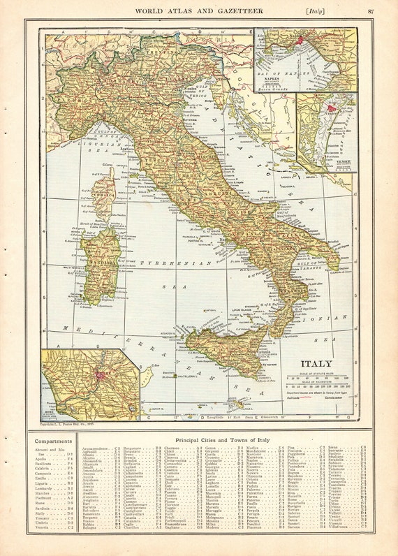 1928 Caserta Italy Antique Map