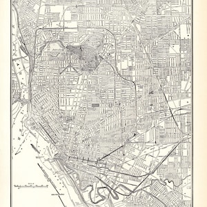 Vintage Buffalo New York Straßenkarte 1940 Stadtplan Buffalo New York Schwarz Weiß Wanddeko Geschenk zum Hochzeitstag 3202