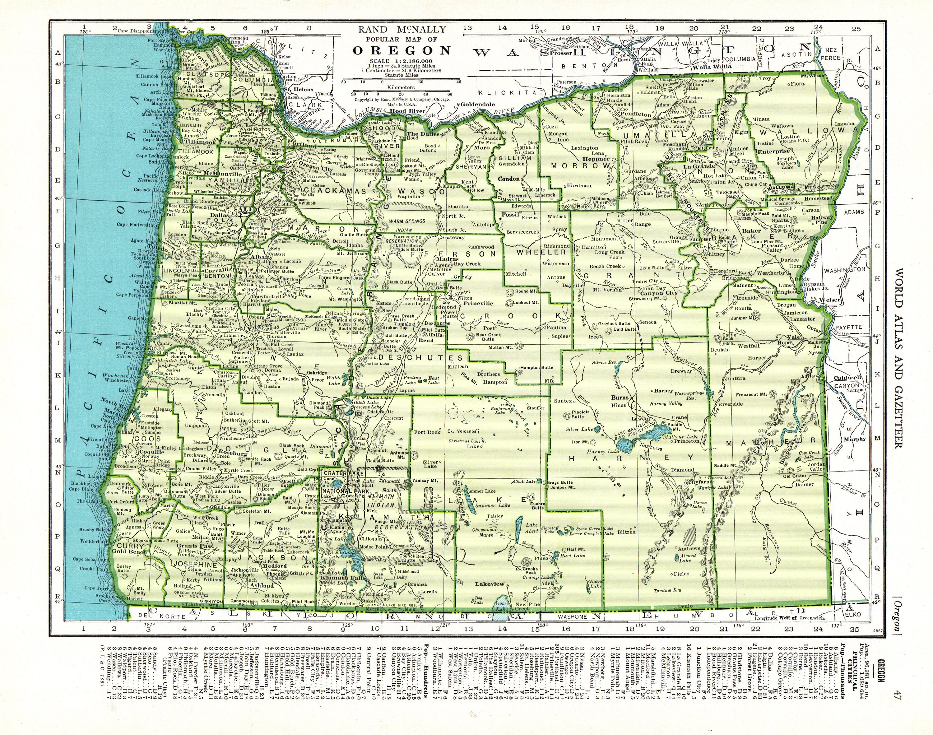 1942 Vintage OREGON Map Antique Map of Oregon State Map Gallery Wall ...