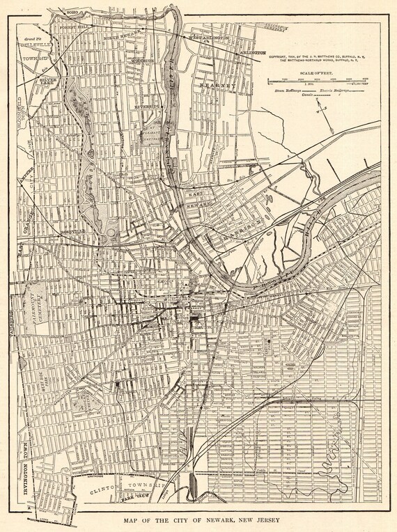 Newark New Jersey Map 1914 Antique Newark New Jersey Street Map Vintage City Map Of | Etsy  Australia
