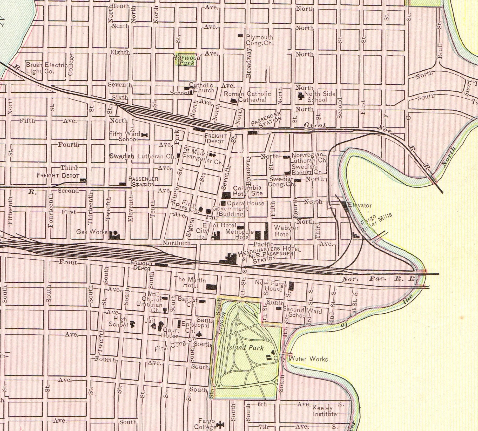 1898 Antique FARGO Street Map of Fargo North Dakota City Map Etsy