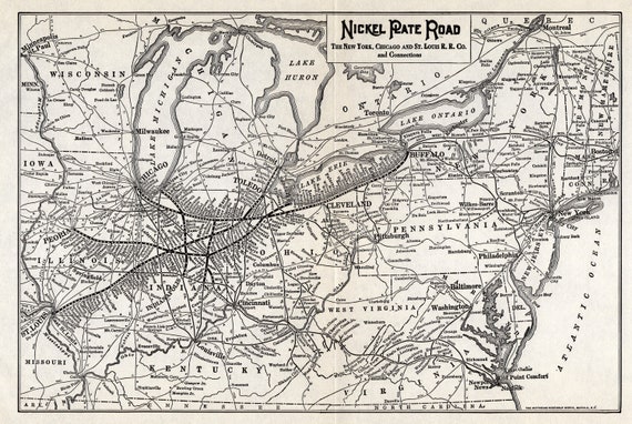 Nickel Plate Road Map 1941 Antique Nickel Plate Road Railroad Map New York Chicago & - Etsy  Ireland