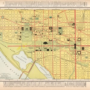 Carte des rues de WASHINGTON DC, 1911, plan de la ville de Washington DC, cadeau d'art mural pour anniversaire, voyage, mariage, 2959