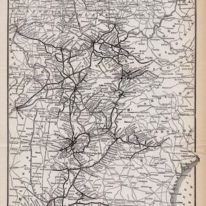 Mapa antiguo del sistema ferroviario de Louisville y Nashville de 1914. Mapa de los ferrocarriles L y N. Regalo de cumpleaños para papá. Aniversario 3119.