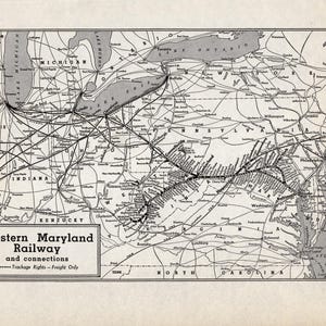 1941 antieke spoorwegkaart West-Maryland, spoorwegkaart Maryland, verjaardagscadeau voor vader 3055