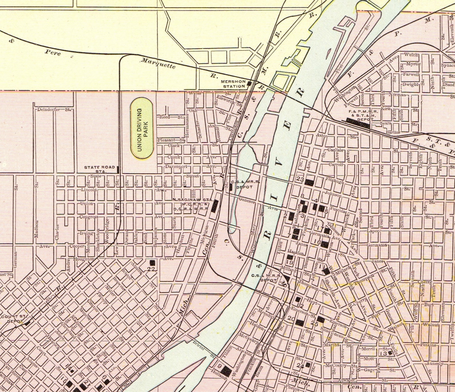 1900 Antique SAGINAW Michigan Street Map City Map of Saginaw Etsy