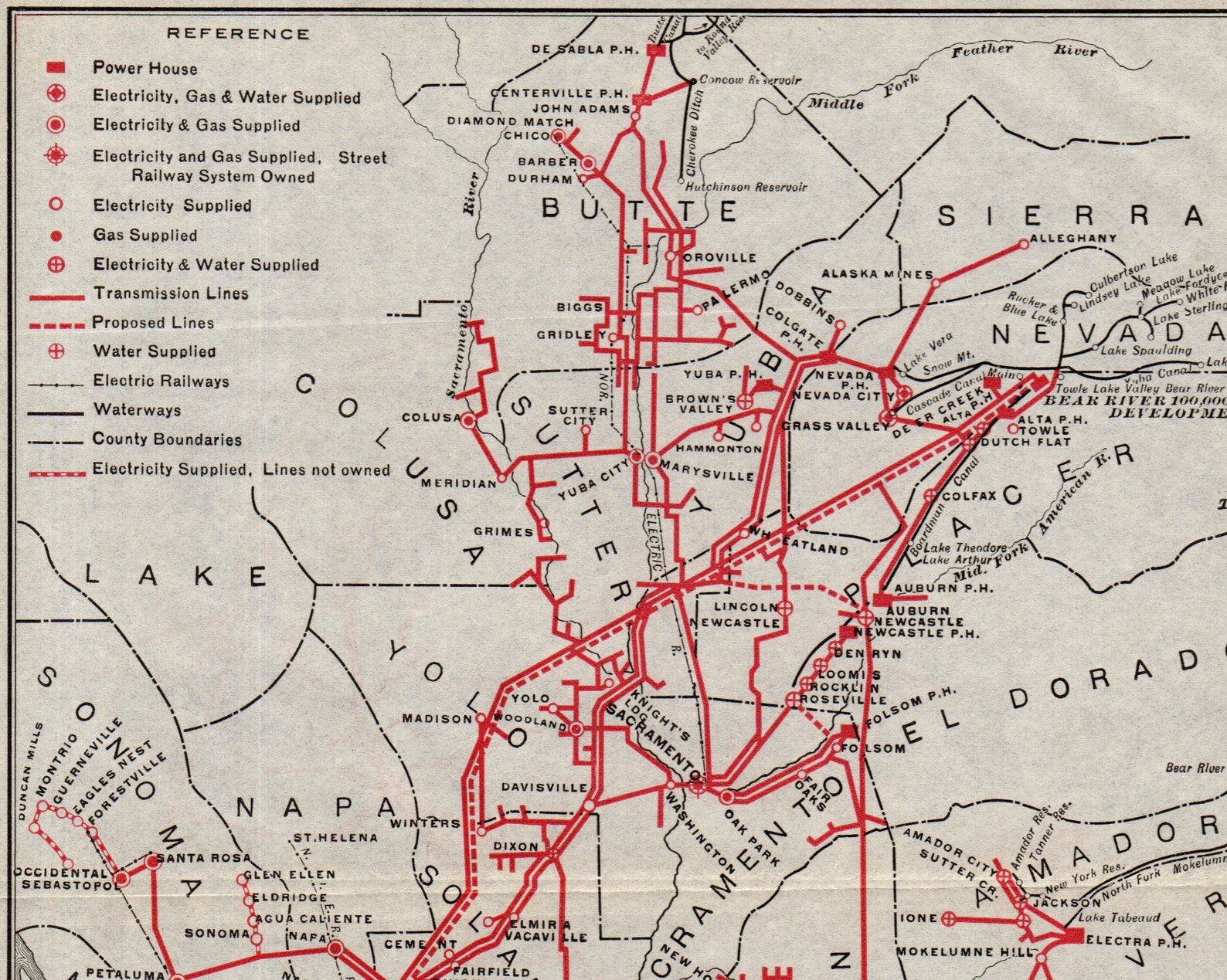 1917 Antique Pacific Gas and Electric Company Map Central Etsy