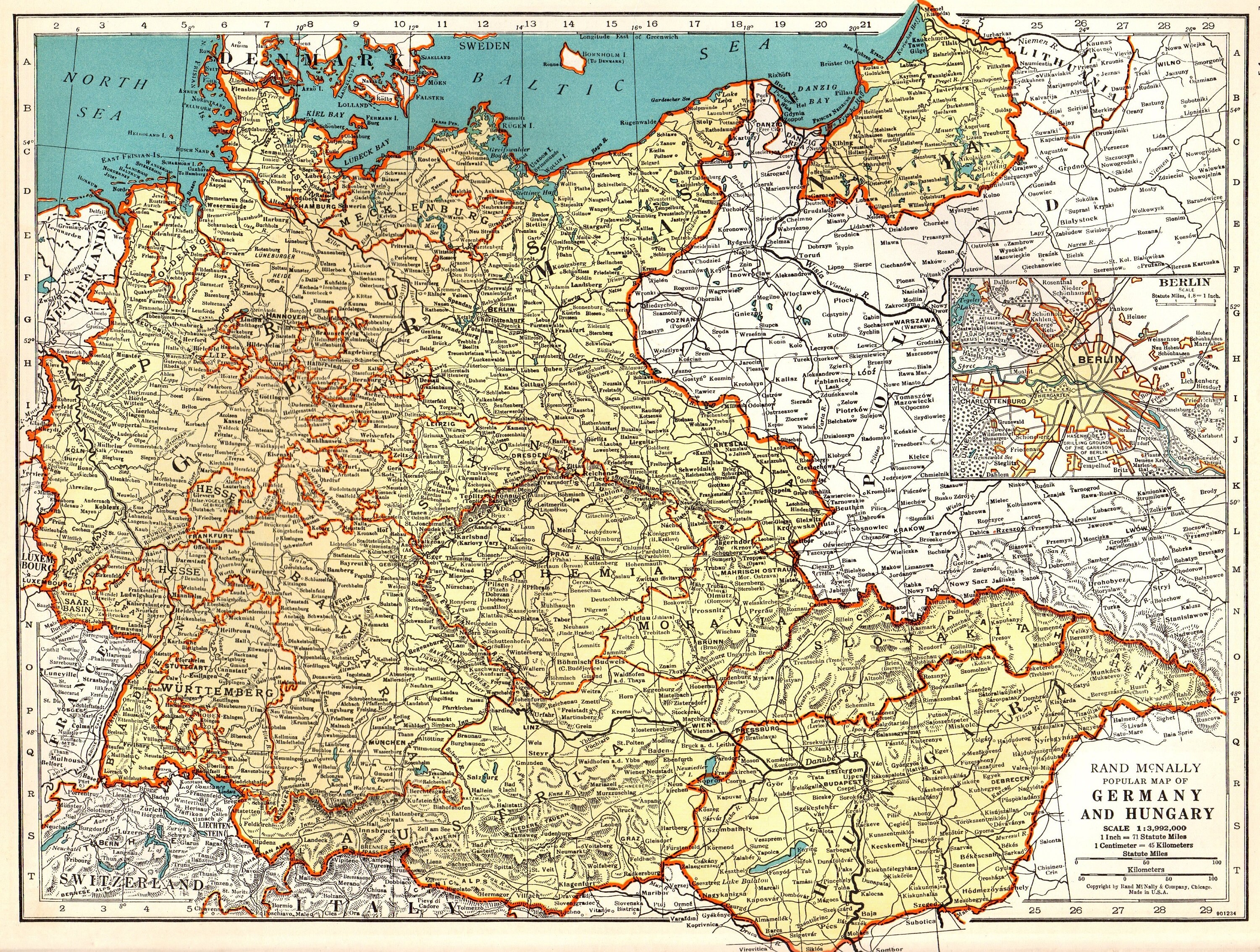 1940 Vintage Map of GERMANY and Hungary Map Gallery Wall  Etsy