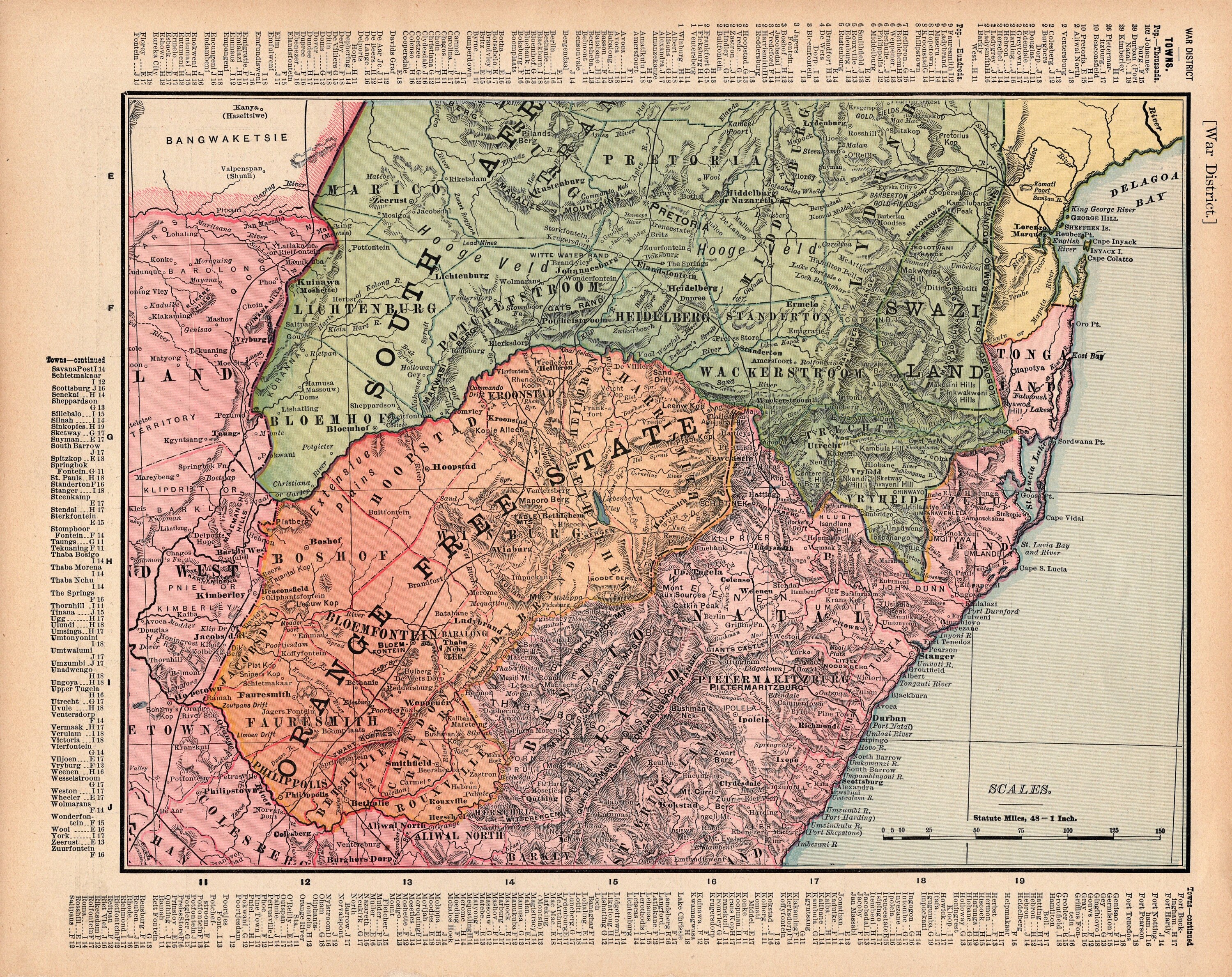 South Africa District Map 1900 Antique South Africa Map South African War District Map | Etsy Israel