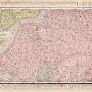 1895 Antique BROOKLYN New York Street Map of Brooklyn City Map Wall Art Decor Gift for Wedding Birthday Anniversary 3101
