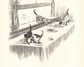 Vintage Naughty Cat Print 1930s Shakespeare As You Like It Quote Fortune Reigns 12294a