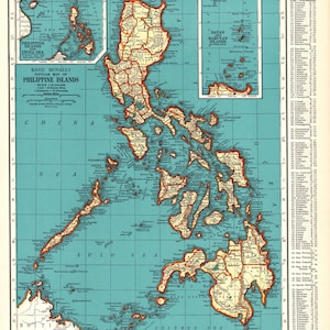 1941 Antike PHILIPPINISCHE INSELN Karte Vintage Karte der Philippinen Galerie-Wanddekor-Abschlussgeschenk für Hochzeitsjubiläums-Geburtstag 3206