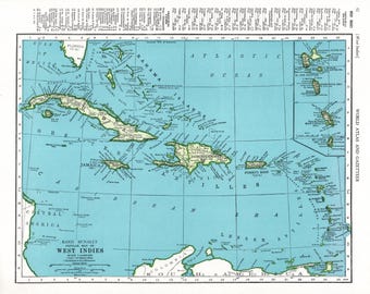 お値下げ　額装品　1670年頃　J.オーギルビー　「カーボべルデ諸島」海図 1947年 ヴィンテージ カリブ海地図 西インド諸島地図 ビーチハウス 海