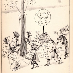 Stampa umoristica di cane, decorazione da parete, Chihuahua, Bulldog, Bassotto, Griffon di Bruxelles, Fox Terrier, Pechinese, illustrazione degli anni '40 di Zito 10302Q