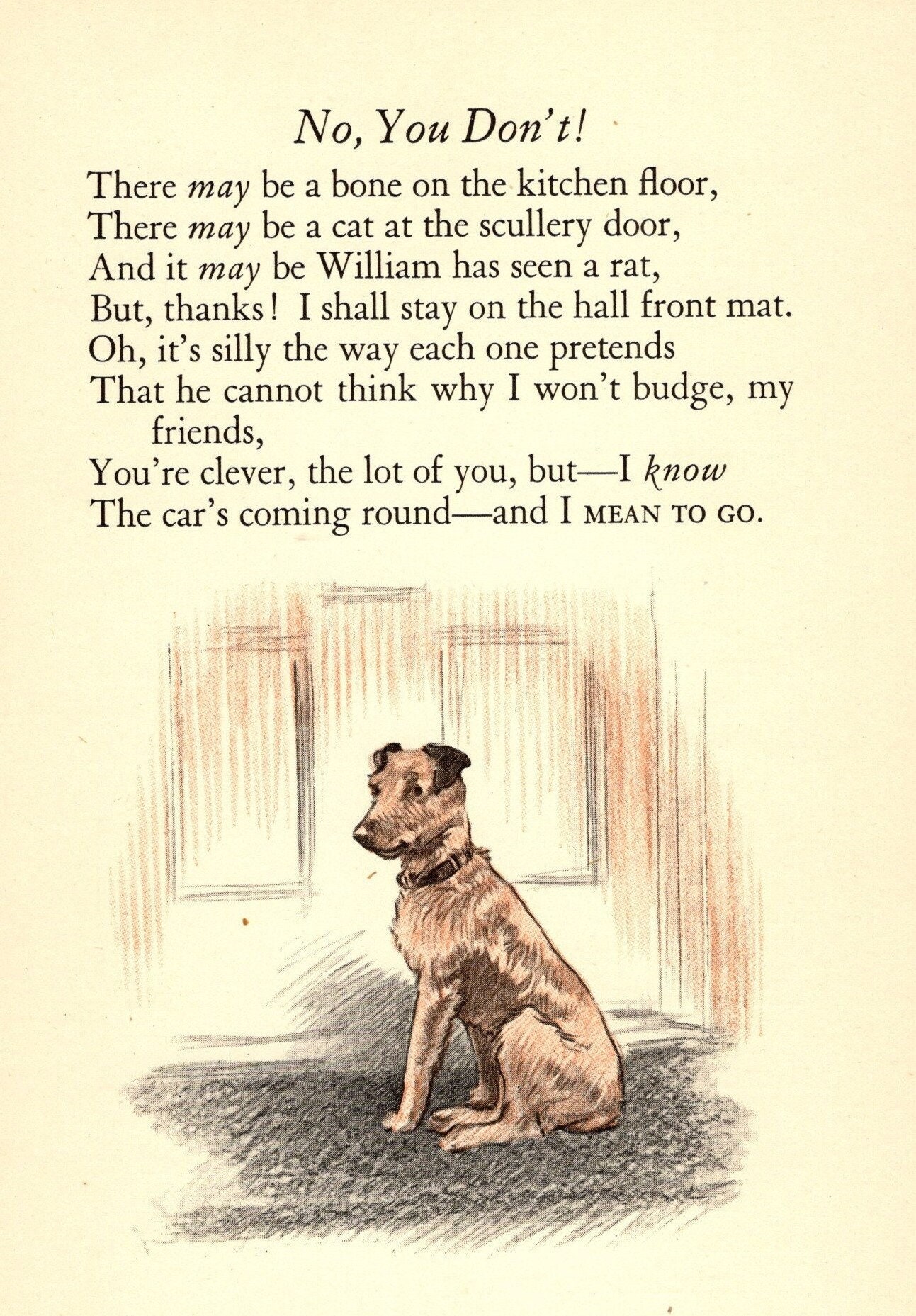 Cute Stubborn Dog Poem Poetry Print Wall Decor Memorial 1930s Joe Walker Print Gallery Wall Decor Birthday Gift Idea 10815e