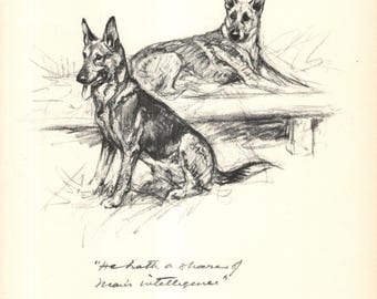 Antik schäfertryck från 1936, väggdekor, Vernon Stokes-illustration, stuga, heminredning, present till födelsedag vs 12322g