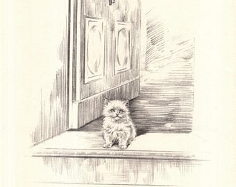 Vintage Kitten Cat Print 1930s Shakespeare King John Quote Those Baby Eyes 12303k