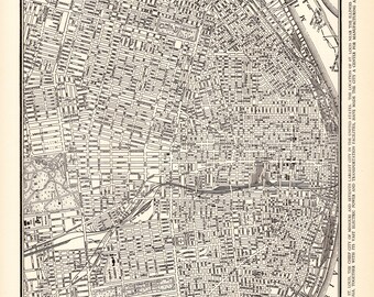 1938 Vintage St Louis Street Map City Map of St Louis Missouri Black and White Gallery Wall Decor Gift for Wedding  Birthday 4210