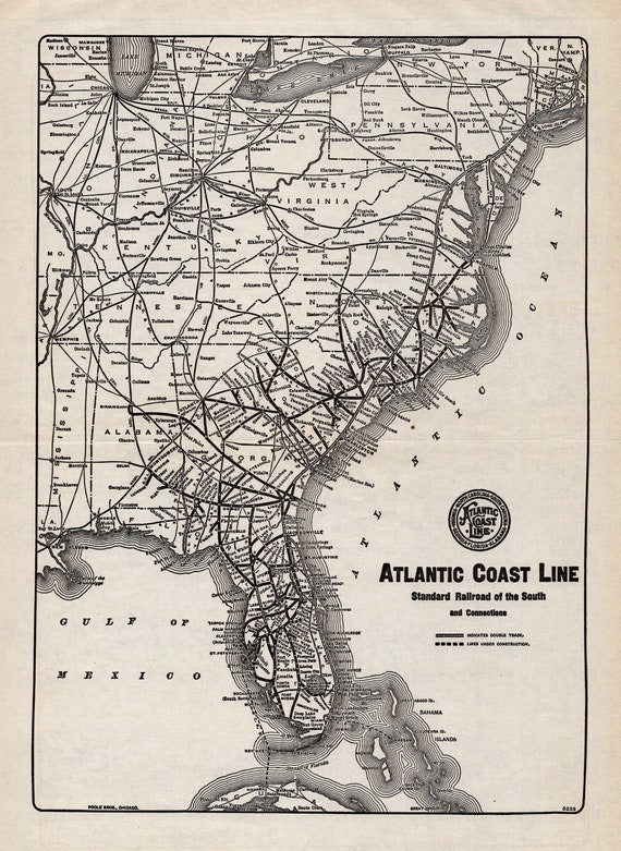 Atlantic Coast Line Railroad Map 1933 Antique Atlantic Coast Line Railroad Map Vintage Railway | Etsy  Australia