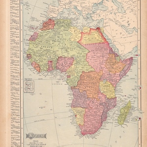 1909 Antique MAP of AFRICA Vintage Africa Map Gallery Wall Decor Home Library Decor Wedding Anniversary Honeymoon Birthday Gift 2957