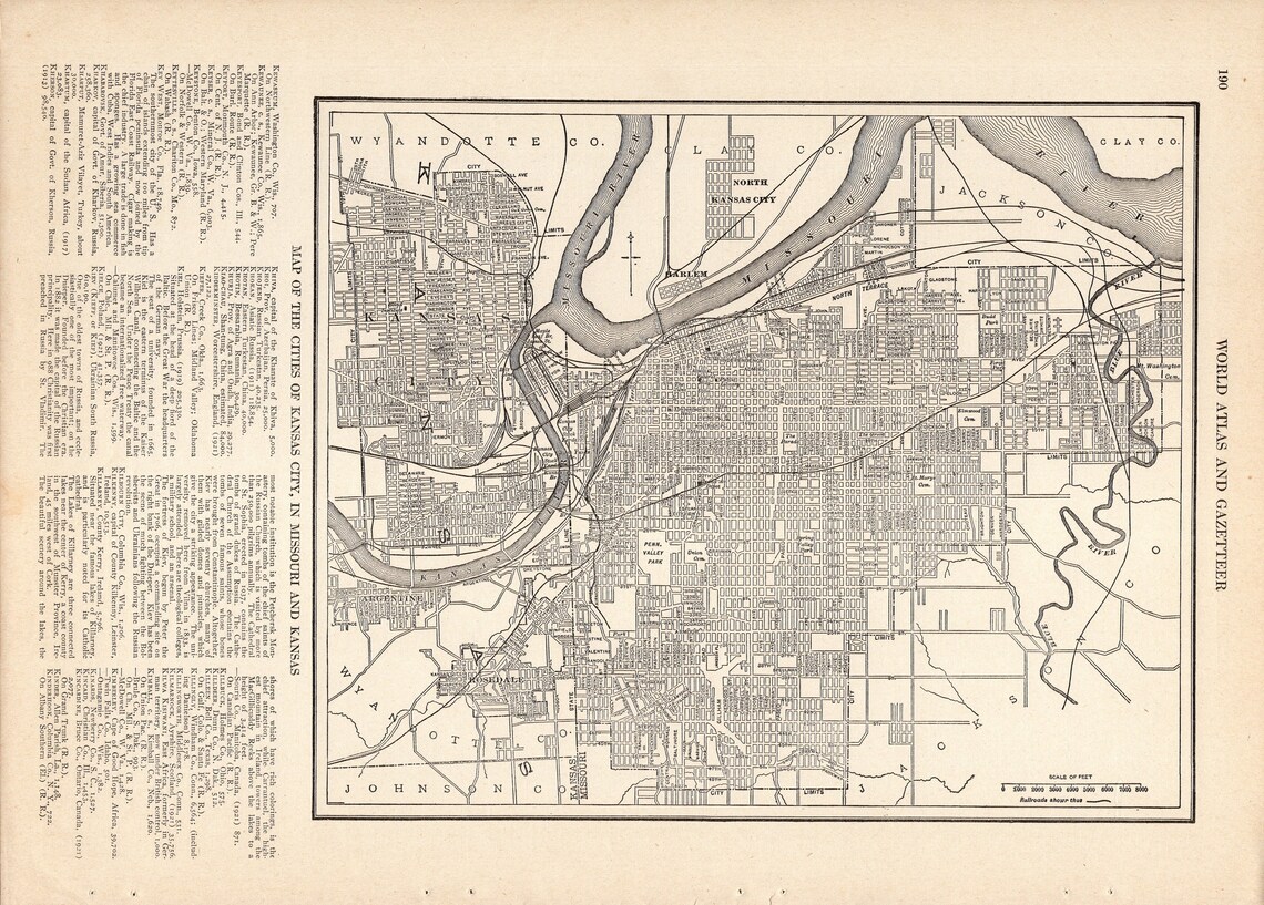 1928 Antique KANSAS CITY Street Map of Kansas City Missouri Etsy