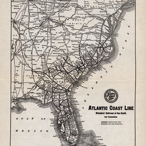1932 Antike Atlantikküste Linie Eisenbahn Karte Eisenbahn System Karte Wanddekoration Geburtstagsgeschenk für Papa 3127