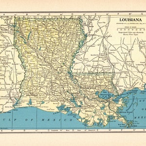Antique LOUISIANA Map 1931 Vintage State Map of Louisiana Gallery Wall Home Decor Gift For Birthday Wedding Anniversary HAW 11551