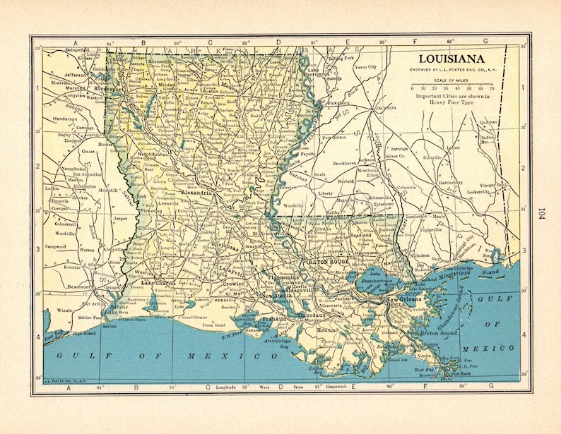 1931 Antique LOUISIANA Map Vintage State Map of Louisiana - Etsy