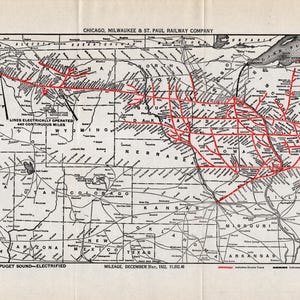 1923 Antique Chicago Milwaukee St Paul and Pacific Railroad Map Vintage ...
