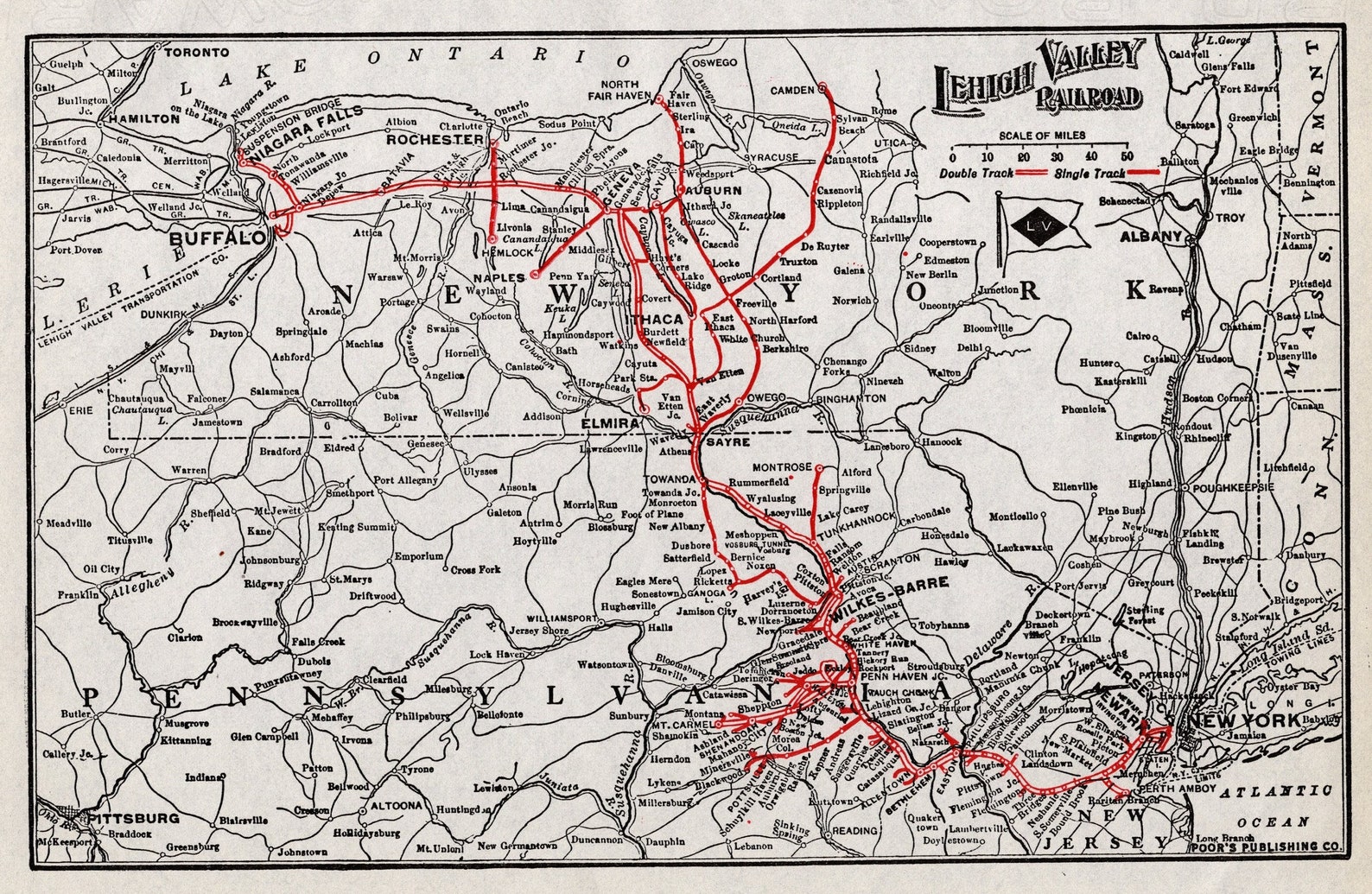 1924 Antique LEHIGH VALLEY Railroad Map Vintage Railway Map Etsy