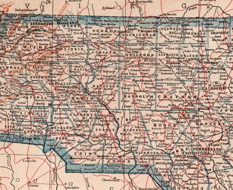 1921 Antique NORTH CAROLINA State Map Vintage Map of North Etsy