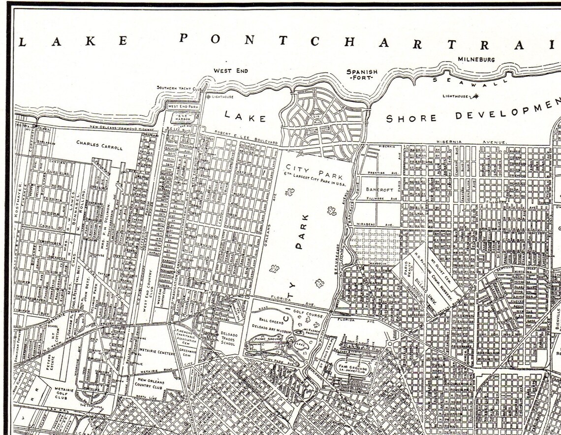 Antique NEW ORLEANS City Map 1947 Street Map of New Orleans | Etsy