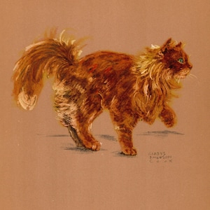 Angora Cat Print Red Angora Cat Illustration Wall Art 1941 Gladys Emerson Cook Art Kids Room Decor Birthday Gift Idea 10990h