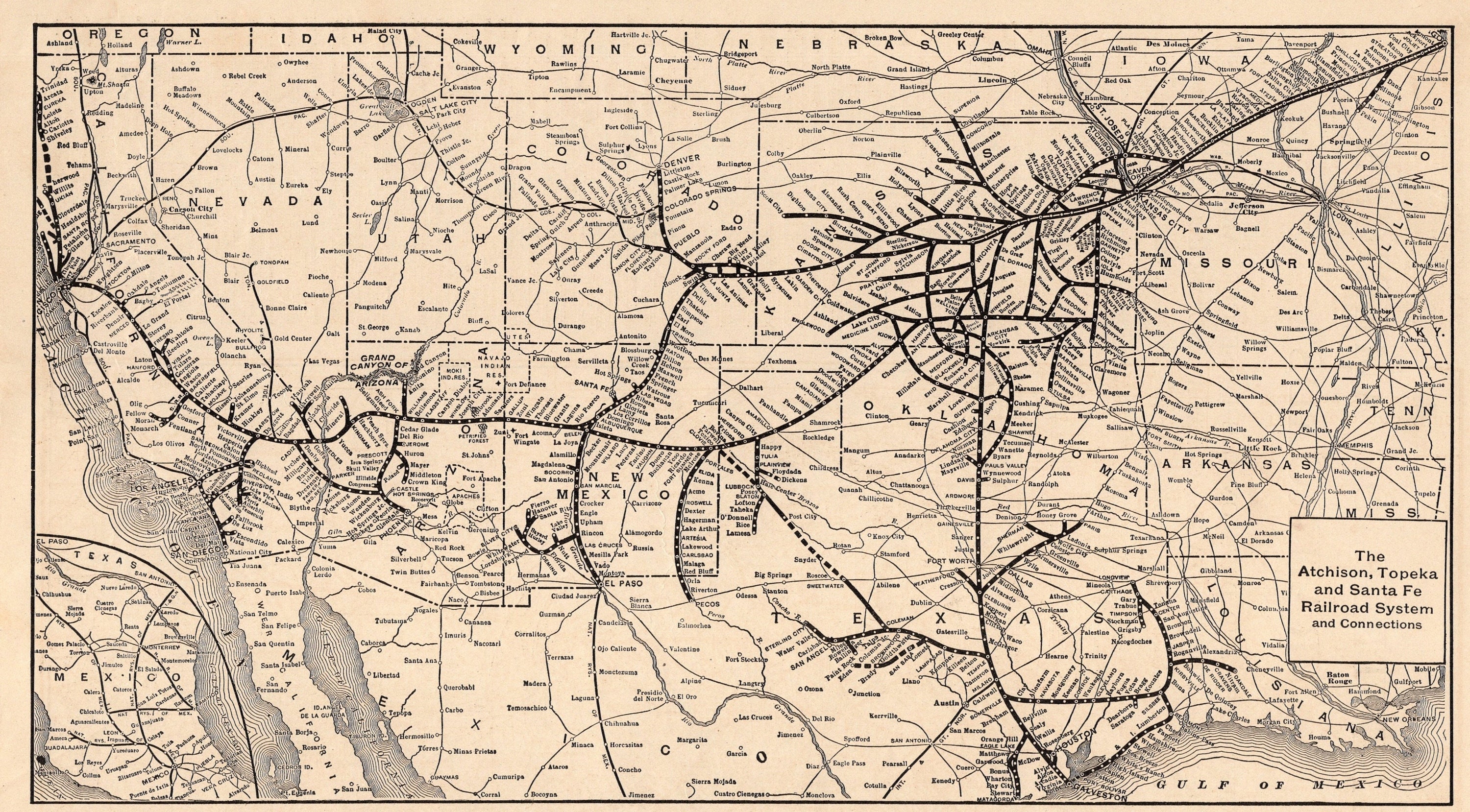 1914 Antique ATCHISON TOPEKA Santa Fe RAILROAD Map Vintage - Etsy